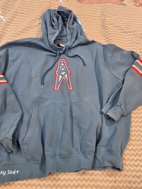 NFL Nike Houston Oilers Light Blue Pullover Hoodie with Red Accent